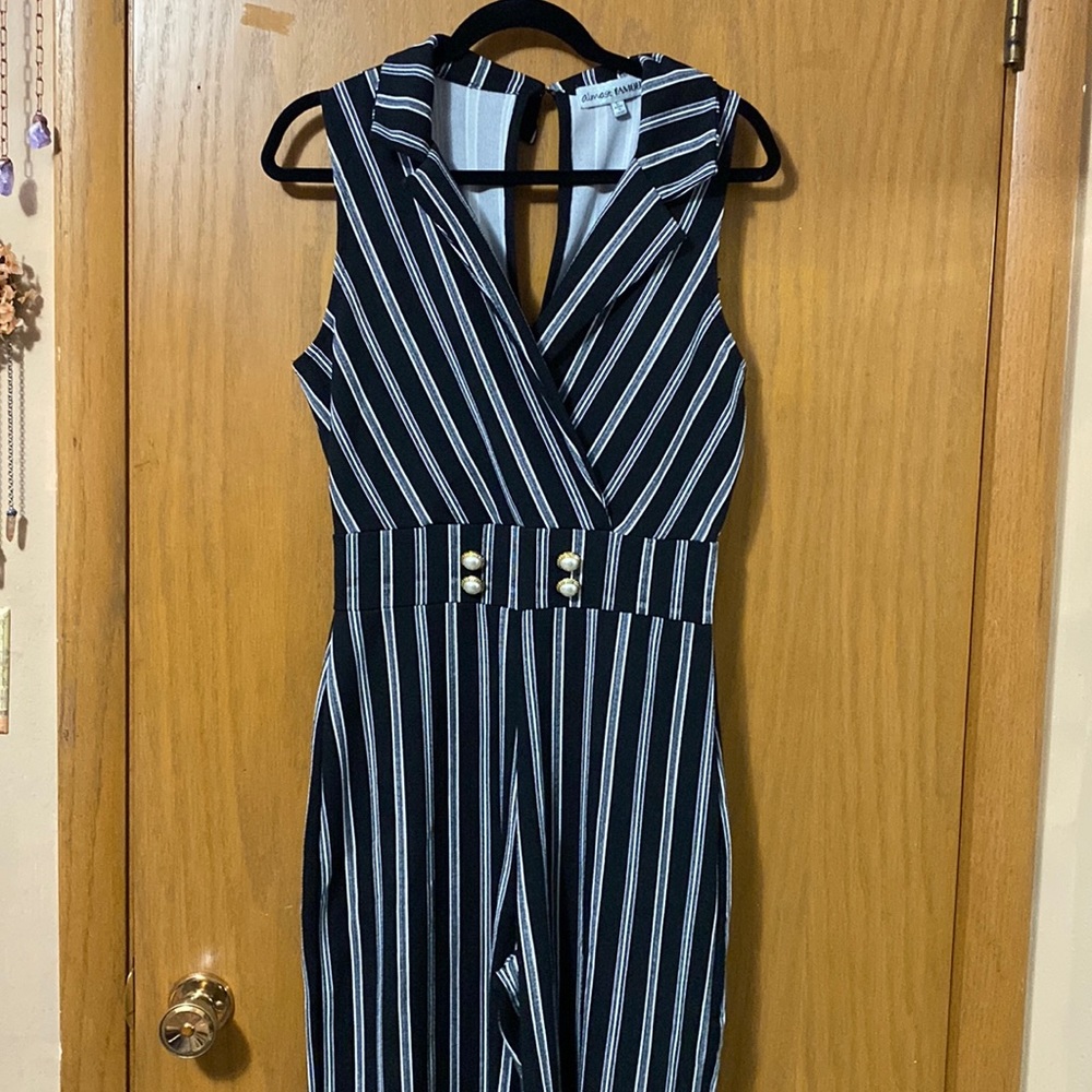 Black and white striped jumpsuit